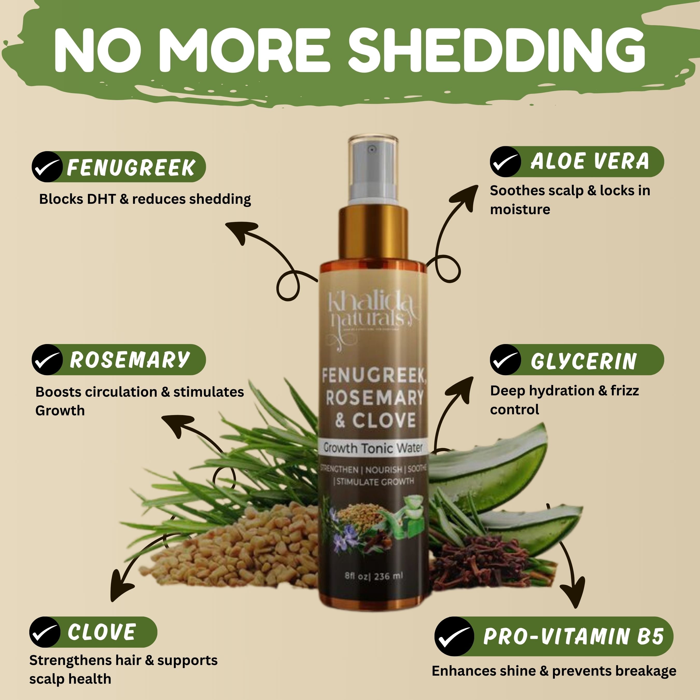 Fenugreek, Rosemary & Clove Growth Tonic KhalidaNaturals